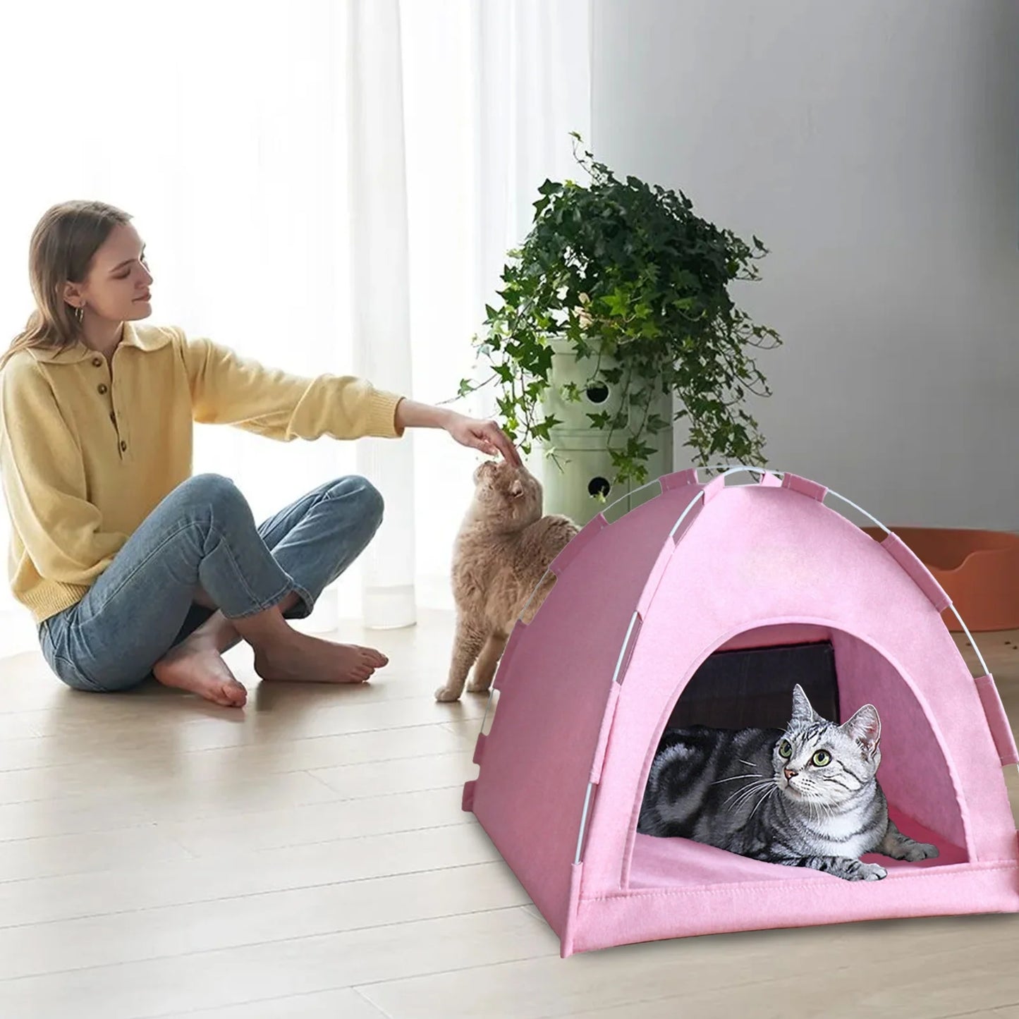 FAMTKT Foldable Pet Tent, Universal Pet Nests for Indoor Cats, Dog Tent, Pet Tent, Portable Cats Tent Bed for Outdoor Cats Cave Cats Houses