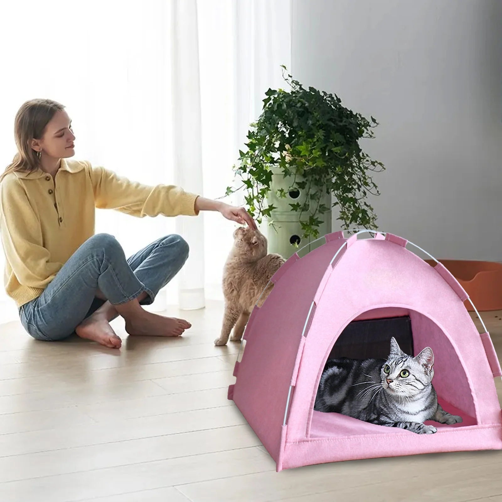 FAMTKT Foldable Pet Tent, Universal Pet Nests for Indoor Cats, Dog Tent, Pet Tent, Portable Cats Tent Bed for Outdoor Cats Cave Cats Houses