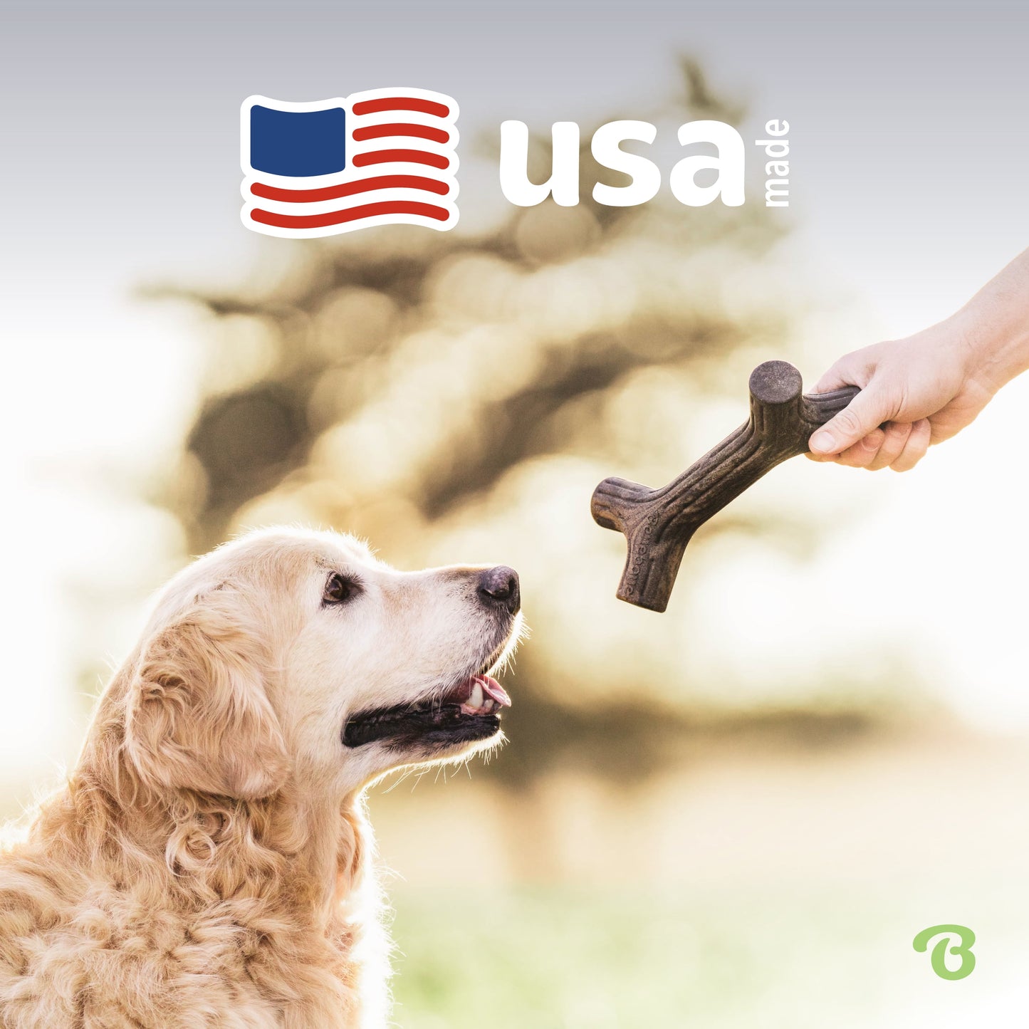 Maplestick Durable Dog Chew Toy for Aggressive Chewers, Real Maplewood, Medium
