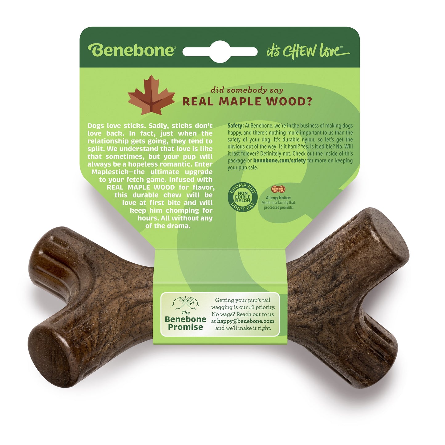 Maplestick Durable Dog Chew Toy for Aggressive Chewers, Real Maplewood, Medium