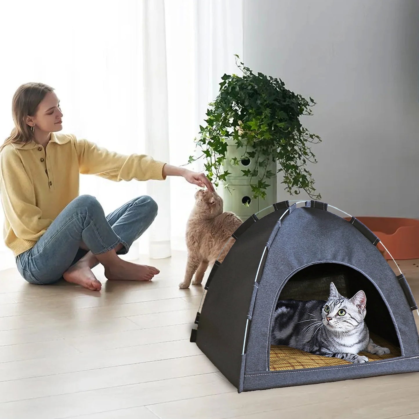FAMTKT Foldable Pet Tent, Universal Pet Nests for Indoor Cats, Dog Tent, Pet Tent, Portable Cats Tent Bed for Outdoor Cats Cave Cats Houses