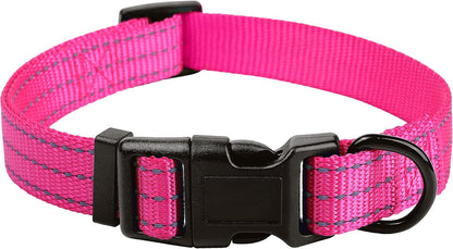 Dog Collar | Nylon Reflective Dog Collars | Light Weight Puppy Collars | Pink Dog Collars for Small Dogs (Solid Pink, X-Small)