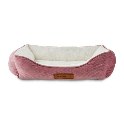Small Cuddler Pet Bed, Pink and White, 24" X 18"