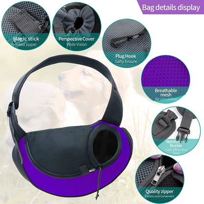 Pet Puppy Dog Cat Carrier Sling Hands-Free Travel Shoulder Travel Bag Backpack, Size Small, Purple