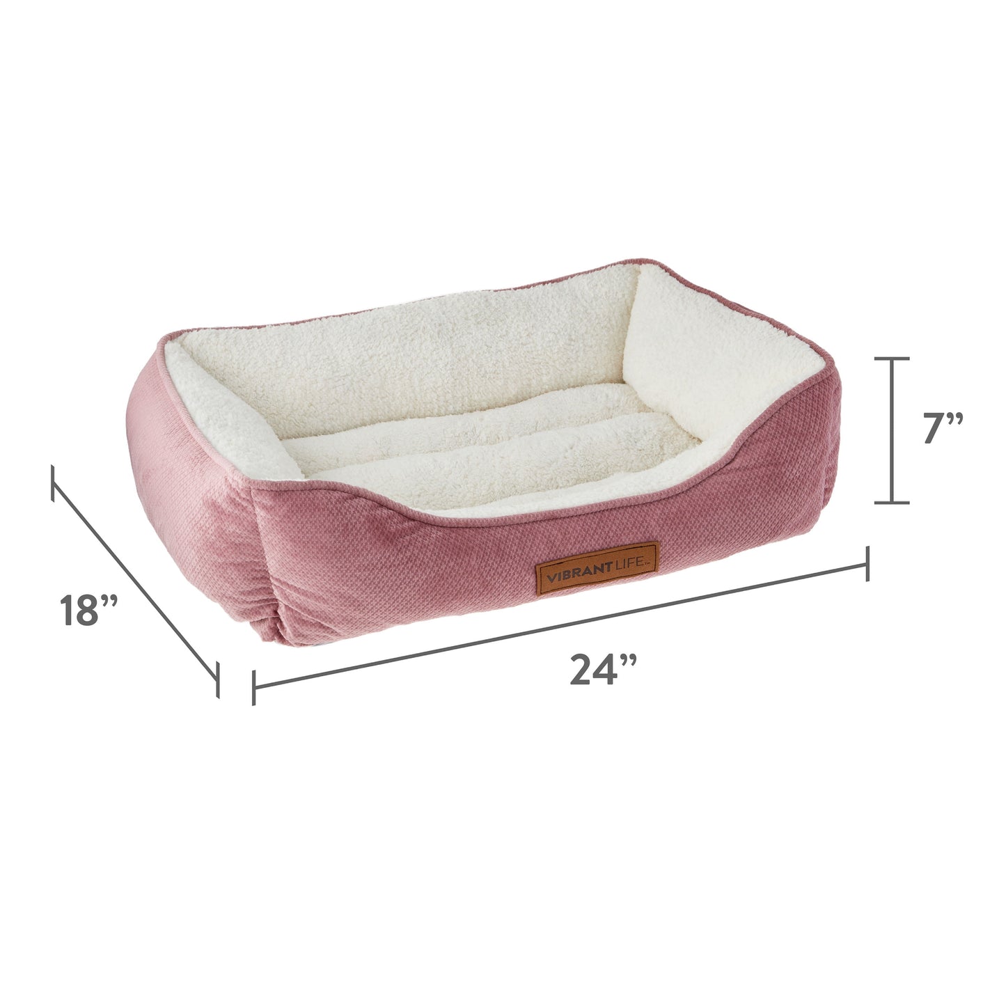 Small Cuddler Pet Bed, Pink and White, 24" X 18"